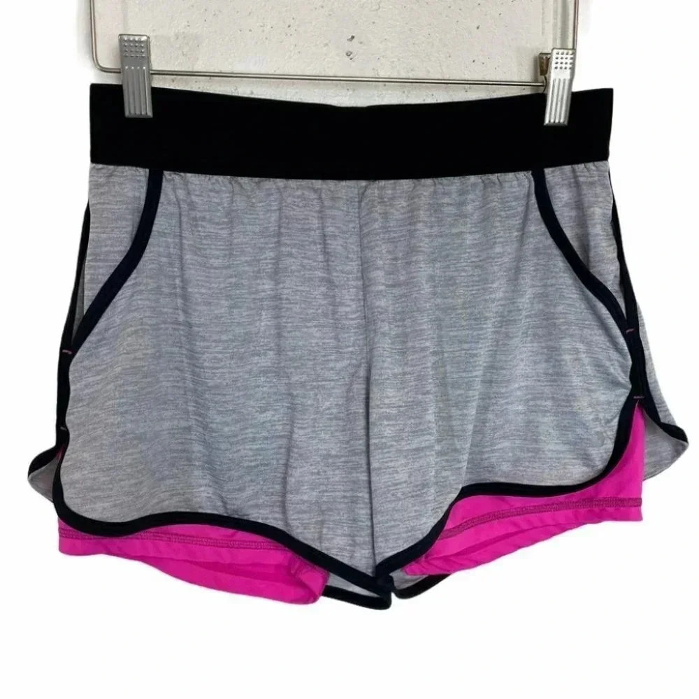 Layer8 Qwick S gray/black trim pink liner shorts